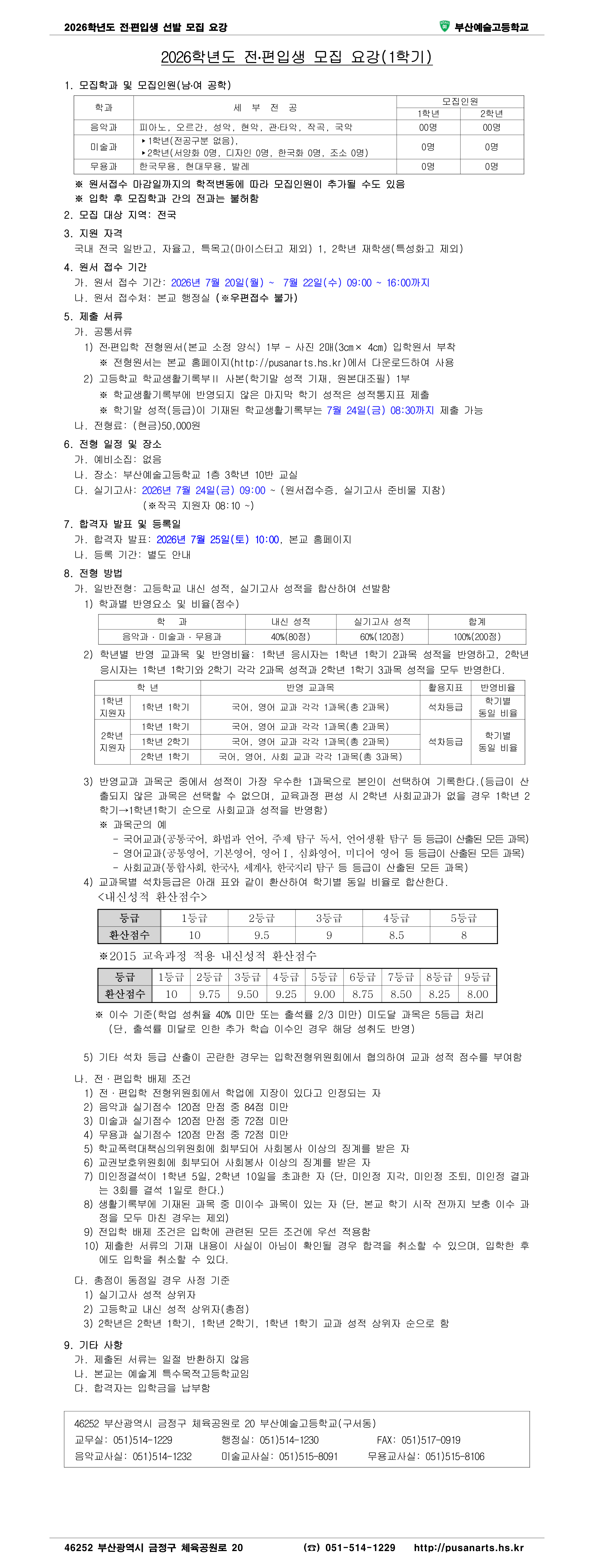 전편입생 모집 요강
