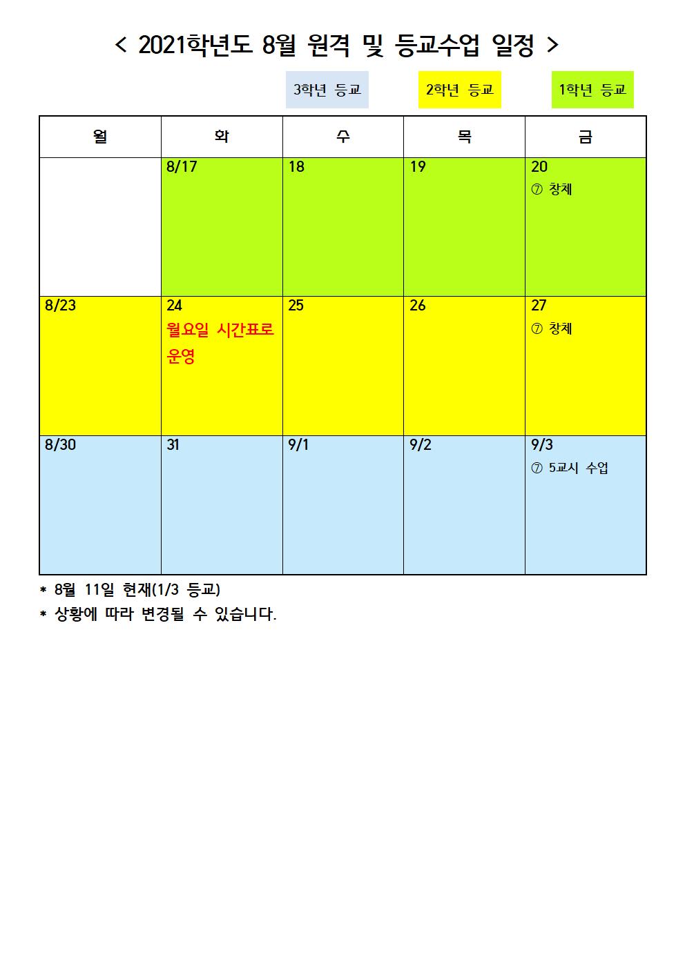 8월 원격 및 등교수업 일정.jpg
