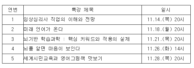11월 무료특강 목록